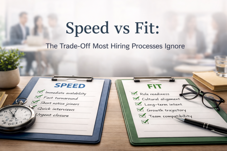 Illustration showing the difference between speed and fit in hospitality hiring decisions