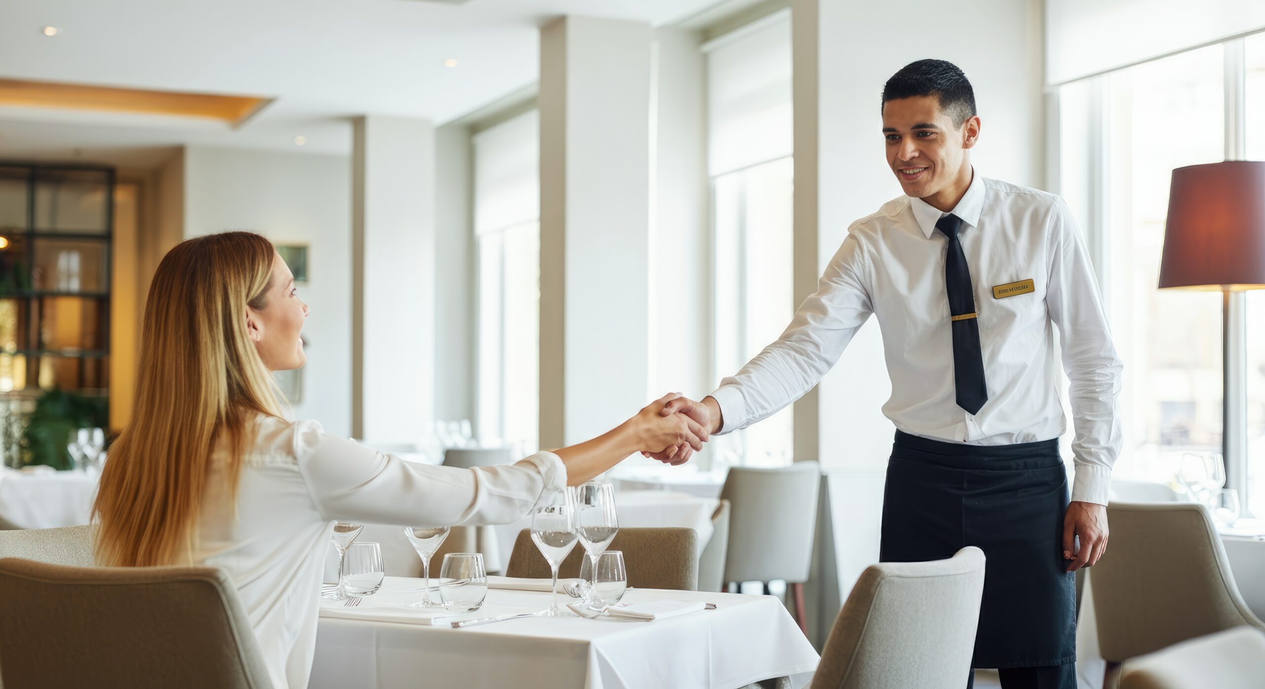 Hospitality interview between employer and candidate in a professional setting